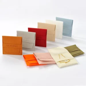 Custom Color 8*8cm Square Suede Microfiber Envelope Jewelry Pouch