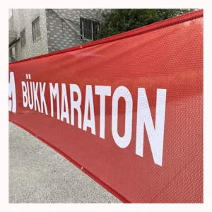 Custom Color Large Size UV Printed Eco-Solvent Ink Outdoor Wind-Resistant Hanging Mesh Vinyl Banner with Grommets