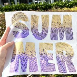 Custom Colorful Summer Mama Yellow and Purple Spangle Transfers