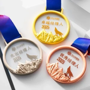 Custom Commemorative Gold Crystal Sports Medal for Marathon Champions