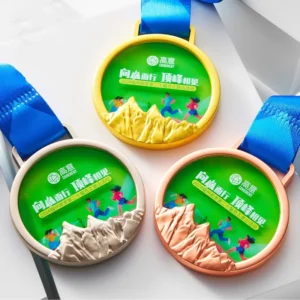 Custom Commemorative Sports Gold Crystal Medal for Marathon Champion Metal Crystal Glass Medal