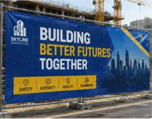 Custom Construction Site Wind-Permeable PVC Mesh Fence Banner for Outdoor Advertising