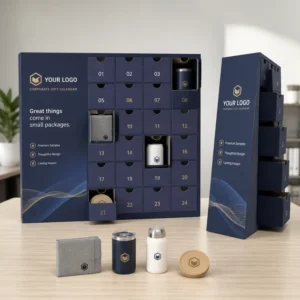 Custom Corporate Calendar Blind Box With Kits, Modular Compartments And Business Artwork