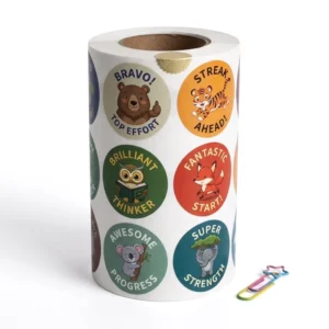 Custom Cute Cartoon Animals Eco-Friendly Glossy Vinyl Paper Sticker Labels for School Supplies