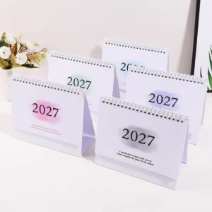 Custom Cute Desk Calendar Small Standing Flip Pocket Portable Watercolor Monthly Planner for Office Gift