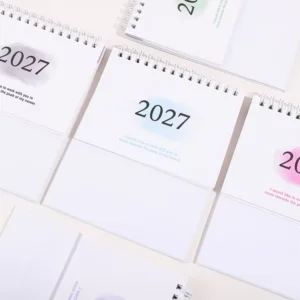 Custom Cute Mini Desk Calendar Small Standing Flip Pocket Portable Watercolor Monthly Planner for Office Gift