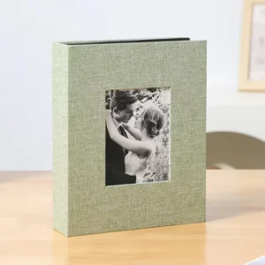 Custom DIY Linen Fabric Frame-Cover Photo Album, Window-Opening, 4×6-Inch Photos