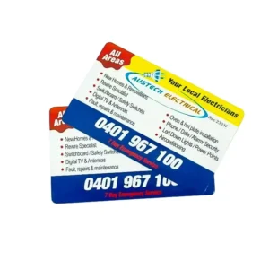 Custom DL Laminated Magnetic Business Card and Fridge Magnet for Plumbing Advertising