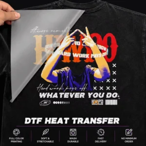 Custom DTF Heat Transfer Printing Film for T-Shirts, Full-Color Logo Transfer, PET Film, Patch for Clothing
