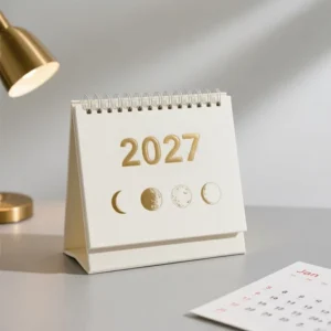 Custom Daily Series Desktop White Gold Stamp Monthly Creative Calendar