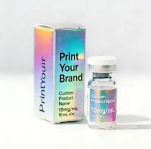 Custom Design 3mL 5mL 10mL Peptide Vial Packaging Box with Glossy Hologram Vial Label