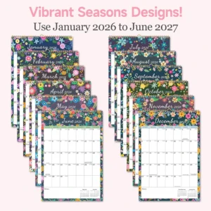 Custom Design Color Paper Desk and Wall Calendar, 18 Months, with Clock