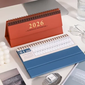 Custom Desk Calendar and Wall Hanging Planner, Gold Foil, Table Schedule Notebook, OEM Logo Printing