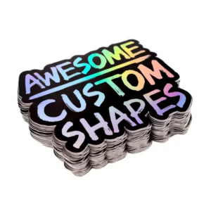 Custom Die Cut Brand Logo Sticker Waterproof Self Adhesive PET Rainbow Holographic Laser Promotional Stickers With Logo