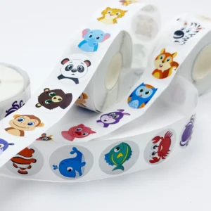 Custom Die-Cut Cartoon Animal Waterproof Vinyl Sticker Labels on Roll for Kids