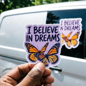 Custom Die-Cut Clear Self-Adhesive 3D Holographic Reflective Glitter Logo Stickers