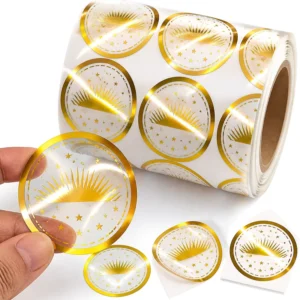 Custom Die-Cut Packaging Label Sticker Gold Foil Waterproof Transparent Vinyl Logo RoHS Compliant