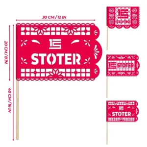 Custom Die Cut Paper Handheld Flag 20x30cm Wooden Pole Holiday Cheering Banner Party Event Supply Factory