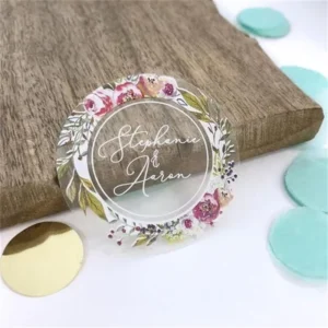 Custom Die-Cut Transparent Vinyl Adhesive Stickers for Wedding Favors and Packaging