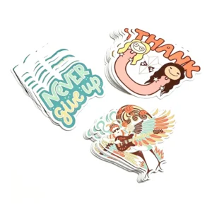 Custom Die-Cut Waterproof Holographic Vinyl Cartoon Stickers, Logo Printing, Manufacturer