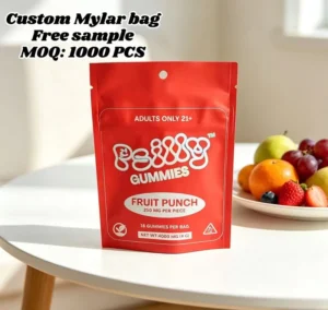 Custom Digital Print Gold Metallic Mylar CR Zipper Flat Pouch Food Grade Leak-Proof with Custom Logo Printed