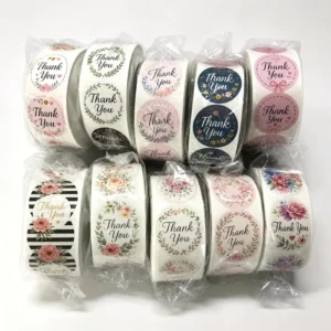 Custom Digital Printed Waterproof Adhesive Thank You Labels for Sealing Gift Boxes and Photo Frame Packaging