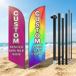 Custom Double-Sided Aluminium Flagpole Advertising Flying Banners Heat Transfer Printed Teardrop Flags Custom Color for Sports