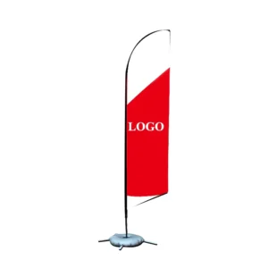 Custom Double Sided Feather Banners with Promotional Flags for Beach Bar Grand Openings and Outdoor Mall Sales Events