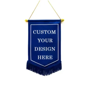 Custom Double-Sided Mini Soccer Club Fan Exchange Flag, Polyester Satin, Tassels and Plastic Rod