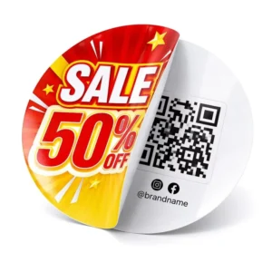 Custom Double-Sided QR Code Social Media Stickers with Discount Design