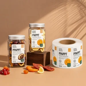 Custom Dried Fruit Snack Jar Labels, Waterproof Vinyl Sticker Rolls, Citrus Design Food Packaging