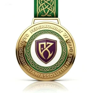 Custom Dual Tone Gold Silver Medal Custom Shield Emblem Martial Arts Championship Medal With National Ribbon