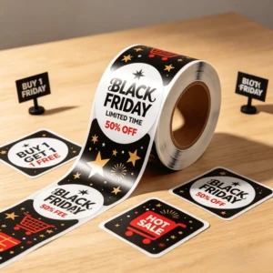 Custom Durable Glossy Adhesive Stickers and Labels with Custom Logo