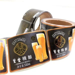 Custom Durable Waterproof Glossy Silver Vinyl Labels on Roll for Wine, Beer, Energy Drinks and Coffee