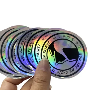 Custom Durable Waterproof Self-Adhesive PVC Vinyl Rainbow Shining Holographic Die-Cut Stickers