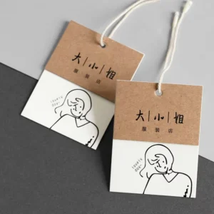Custom Eco-Friendly Kraft Paper Double-Layer Rectangle Hang Tags for Shoes and Clothing