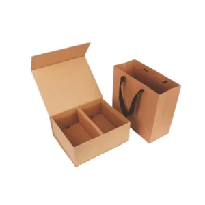Custom Eco-Friendly Kraft Paper Packaging Box with Paper Bag and Magnetic Flip Cover for Gifts