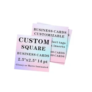 Custom Eco Friendly Recyclable Square Cardboard Business Cards Custom Logo Sustainable CMYK Colors Durable Heavy Duty