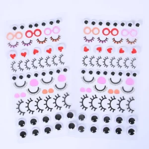 Custom Eco Friendly Self adhesive Waterproof PVC Cartoon Kawaii 3D Stickers for Holiday Decoration Cute Eye Puffy Foam Student