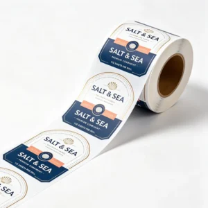Custom Eco-Friendly Waterproof Vinyl Roll Sea Salt Condiment Labels with Gold Foil Stamping