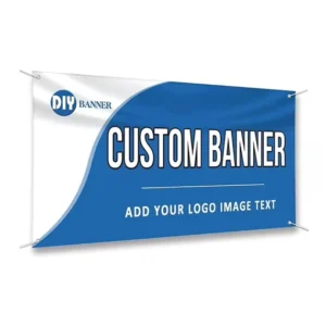 Custom Eco Solvent PVC Vinyl Banner with Blue White Curve Design, Waterproof Billboard