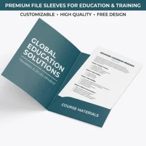 Custom Education Training Presentation Folder File Sleeve Pocket for Course Materials and Brochure Packaging