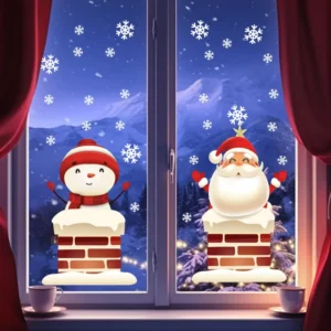 Custom Electrostatic Holiday Window Stickers Christmas Window Clings for Glass Double Side Reusable Home Decoration Decals