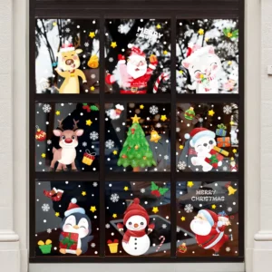 Custom Electrostatic Holiday Window Stickers Christmas Window Clings for Glass Double Side Reusable for Home Decoration Decals