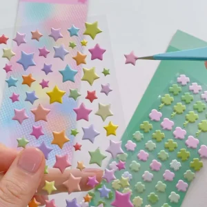 Custom Embossed 3D Textured Self-Adhesive Waterproof Eco-Friendly Reusable Stickers for Journals