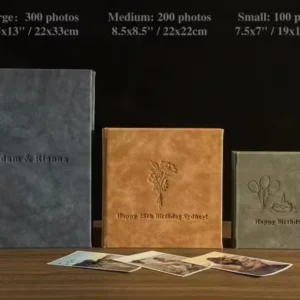 Custom Embossed Leather Photo Album Personalized Name Memory Scrapbook Wedding Gift