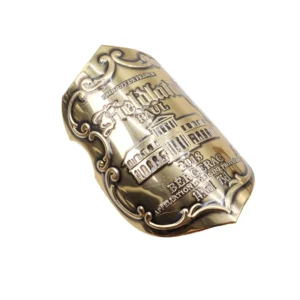 Custom Embossed Printed Metal Bottle Wine Label Stickers Antique Gold 3D Metal Perfume Brand Label with Adhesive
