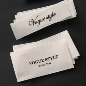 Custom End-Fold Organic Cotton Printed Label Tag T-Shirt Private Logo Eco-Friendly Fabric Woven Label for Clothing