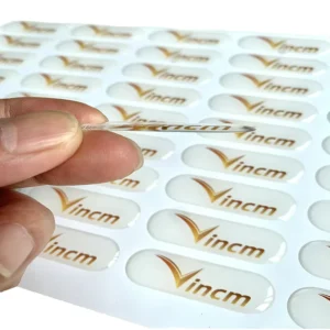 Custom Epoxy BOPP Digital Printing Cartoon Logo Self-Adhesive Thick Waterproof Rectangular Badge Sticker