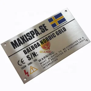 Custom Etched Adhesive Name Plate Sticker Stainless Steel Engraved Metal Labels